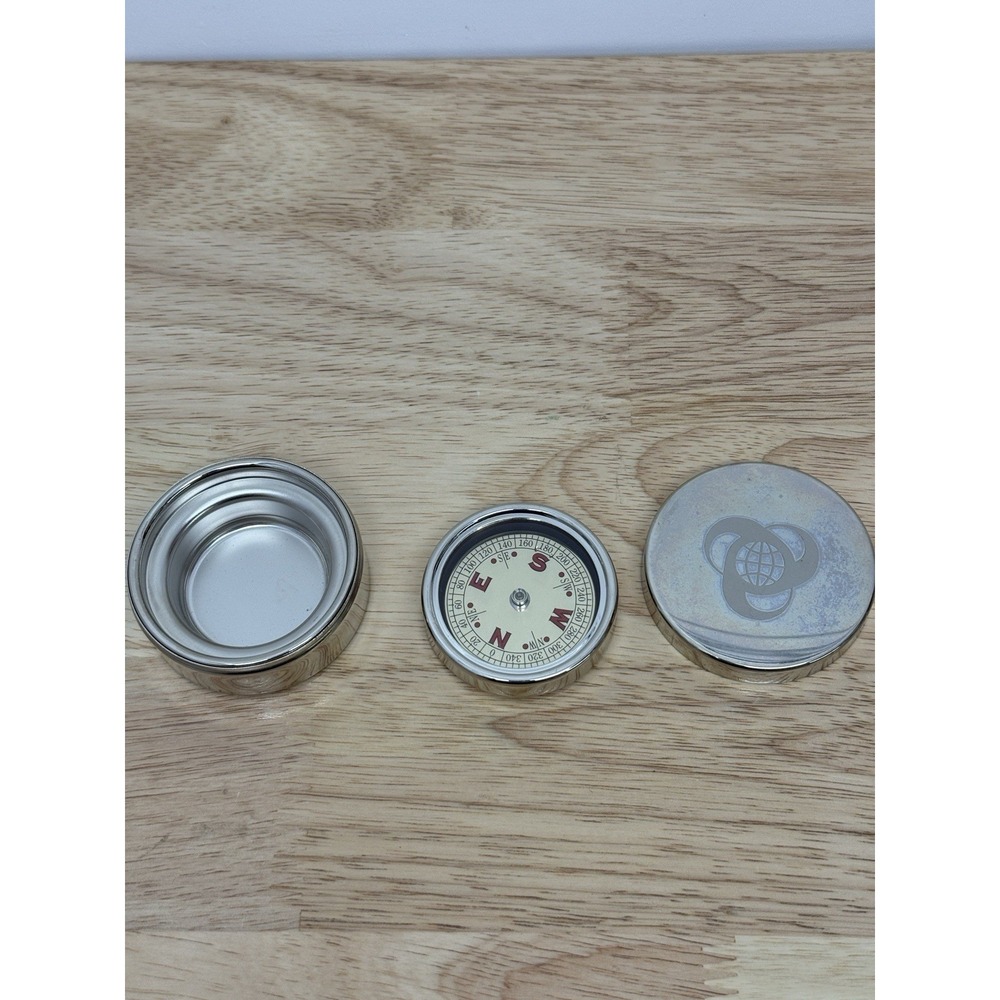 Vintage Silver Compass Directional in Case Logo Global Harmony #20 - Picture 4 of 6